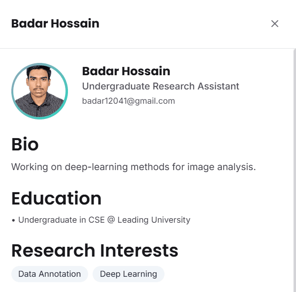 Badar Hossain, Co-Founder and Chief Operating Officer of Ravenence Limited — DeepNet Lab research profile, Graduate Research Assistant