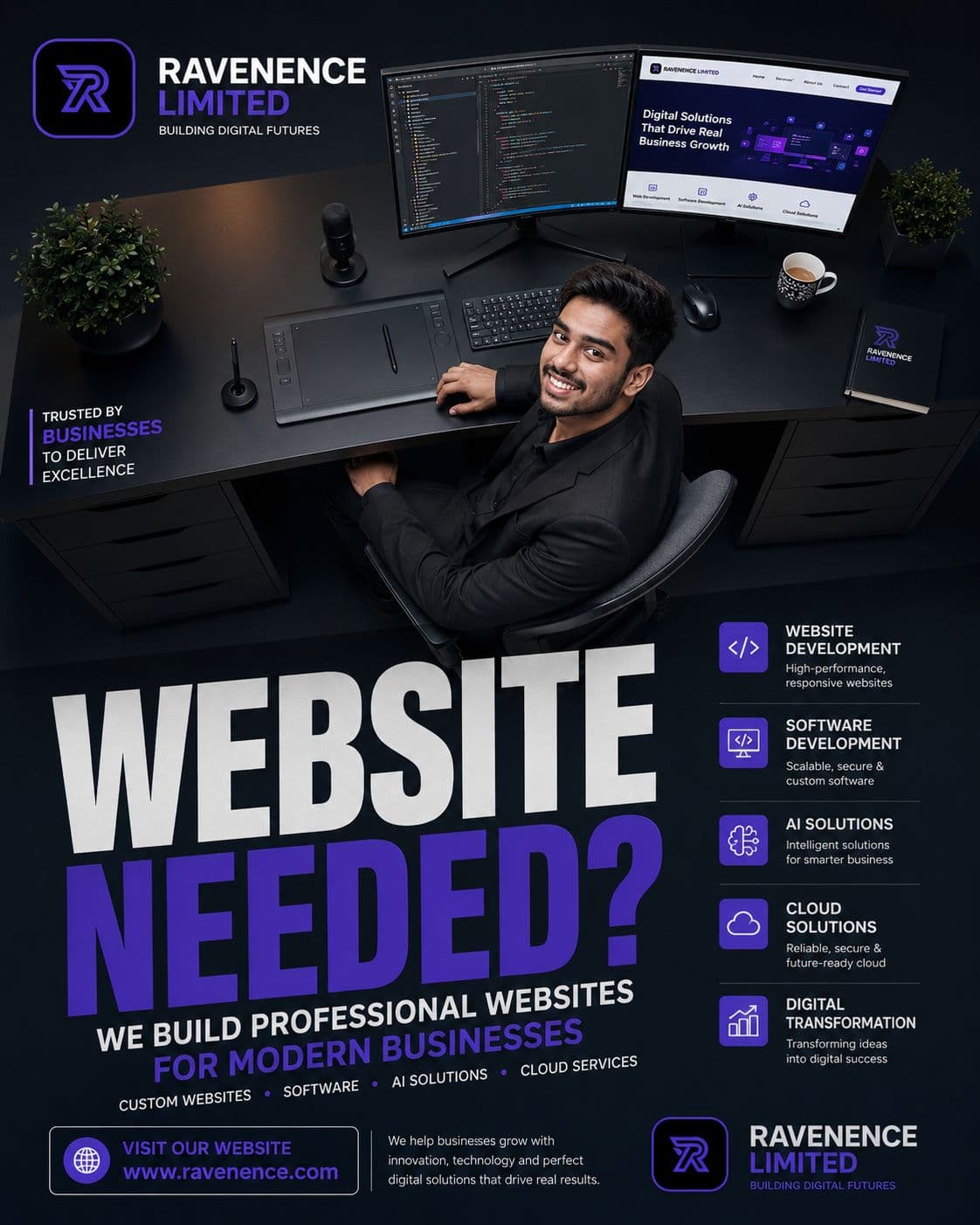 Badar Hossain, Co-Founder and Chief Operating Officer of Ravenence Limited — featured in an official Ravenence Limited promotional campaign